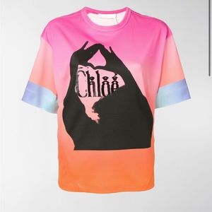 CHLOE authentic runway graphic jersey tee size medium